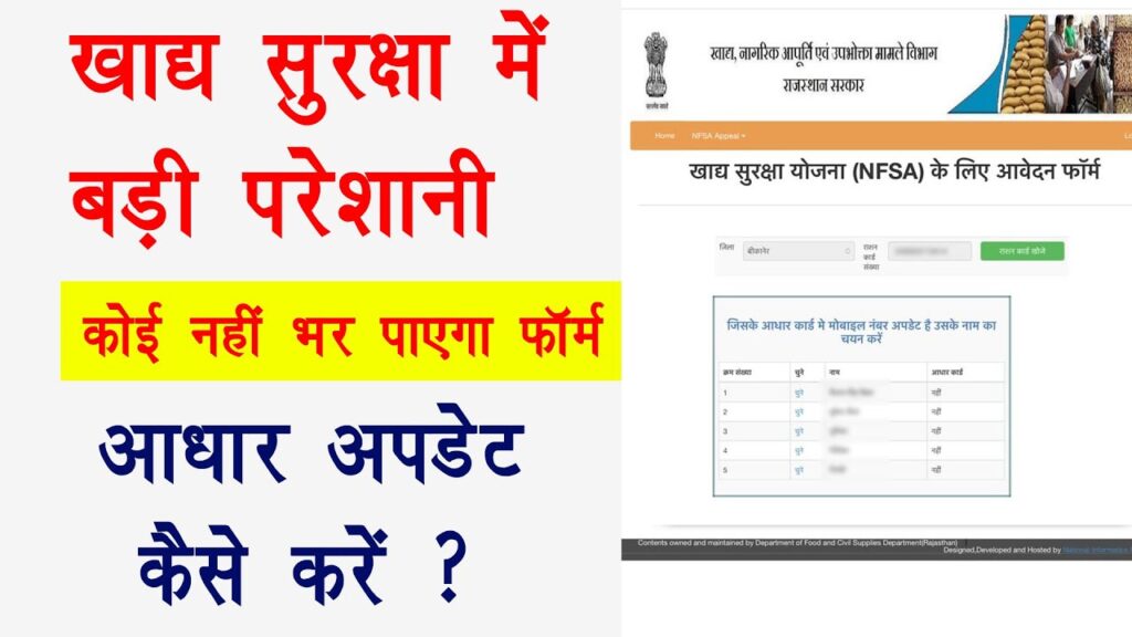 खाद्य सुरक्षा योजना अपडेट: आधार कार्ड को अपडेट किए बिना नहीं भर पाएंगे खाद्य सुरक्षा फॉर्म